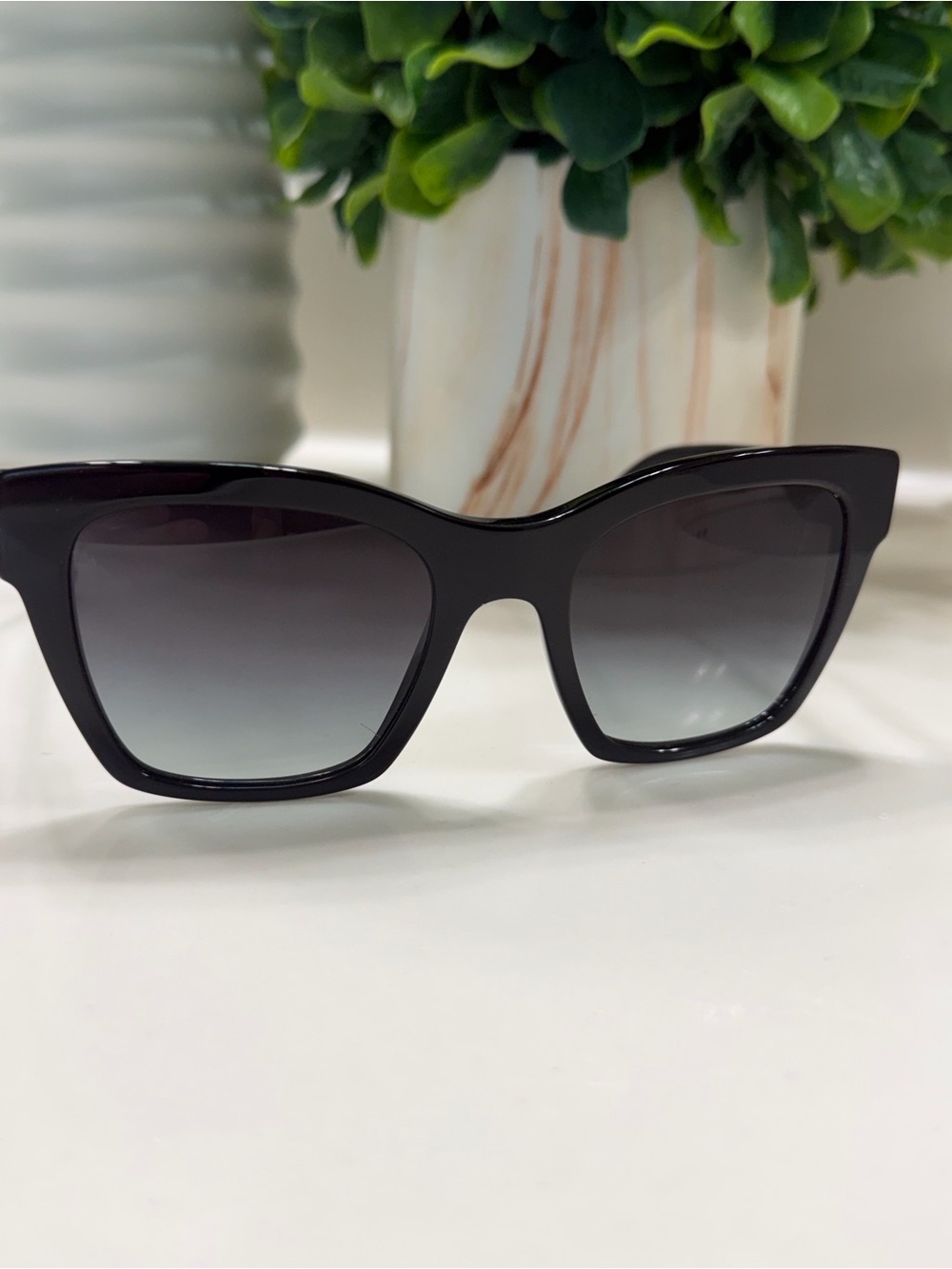 Dolce & Gabbana Black Cat-Eye Sunglasses with Gray Gradient Lenses
